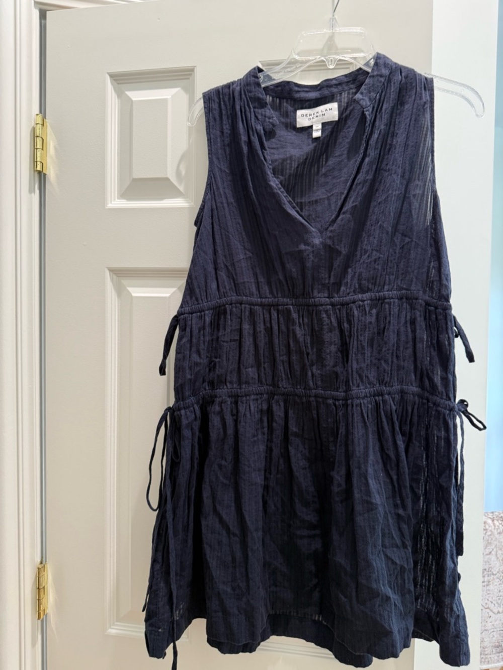 Navy Sleeveless Tiered V-Neck Dress